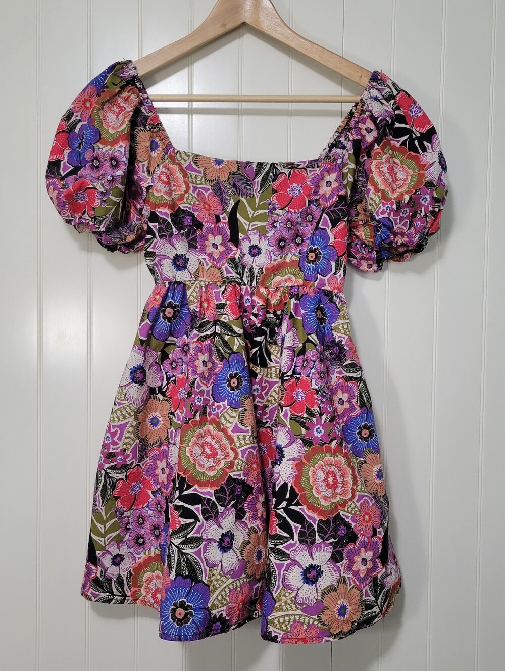 Whimsical 70s Retro Boho Croquette Milkmaid Fairycore Floral Babydoll Mini Dress